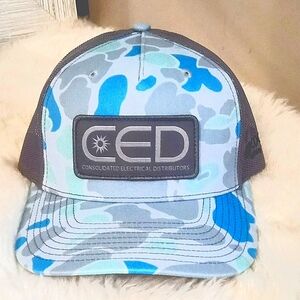 Richardson CED blue, teal, grey camo Trucker Hat NWOT